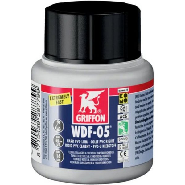 HAF PVC-Kleber Griffon PVC Kleber WDF-05 in 125ml Dose Spezialkleber PVC Flexschlauch, (Zur Montage von Rohren aus PVC-U), Geeignet für Klebeverbindungen aus PV