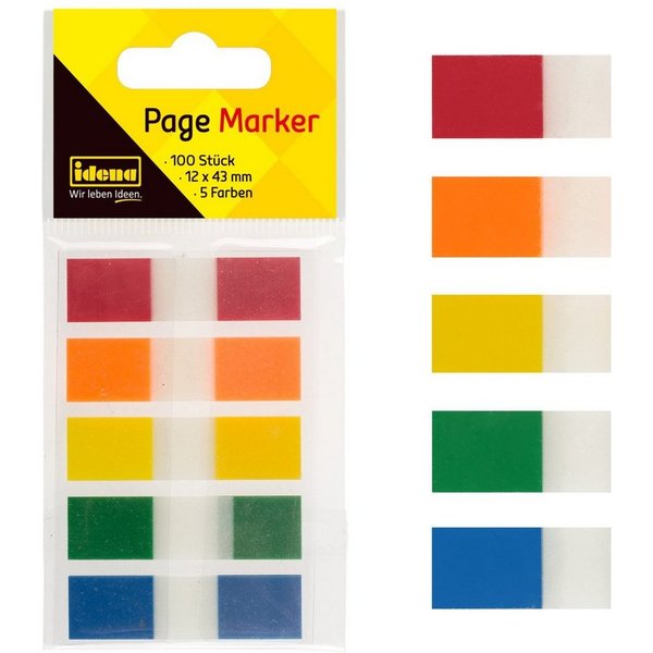 Idena Haftnotizblock Idena 312732 - Page Marker Strips, mehrfarbig, 1 Stück
