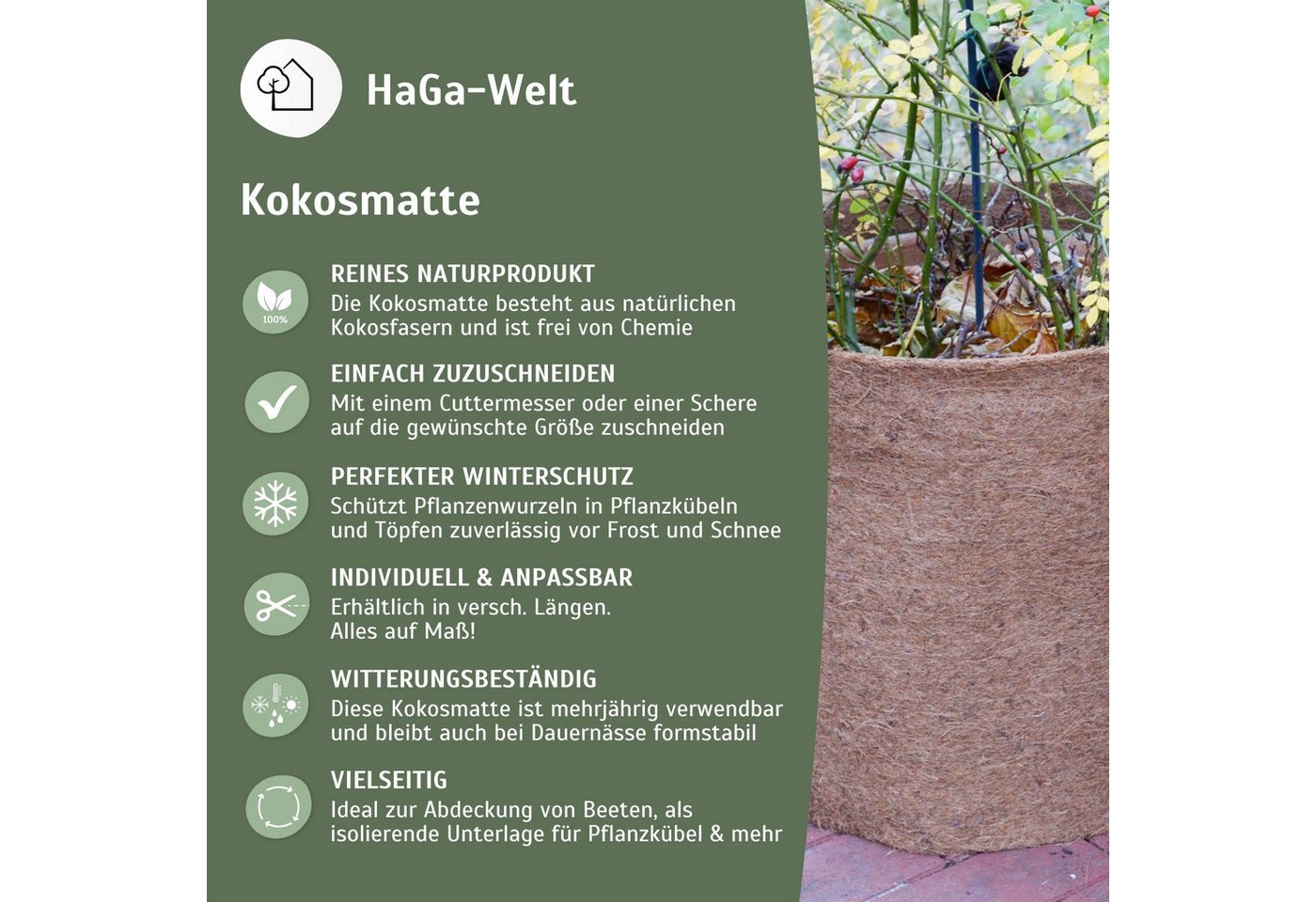 HaGa Kokosmatte Kokosmatte 1m x 2m 800g/m² – Bild 4 von 5