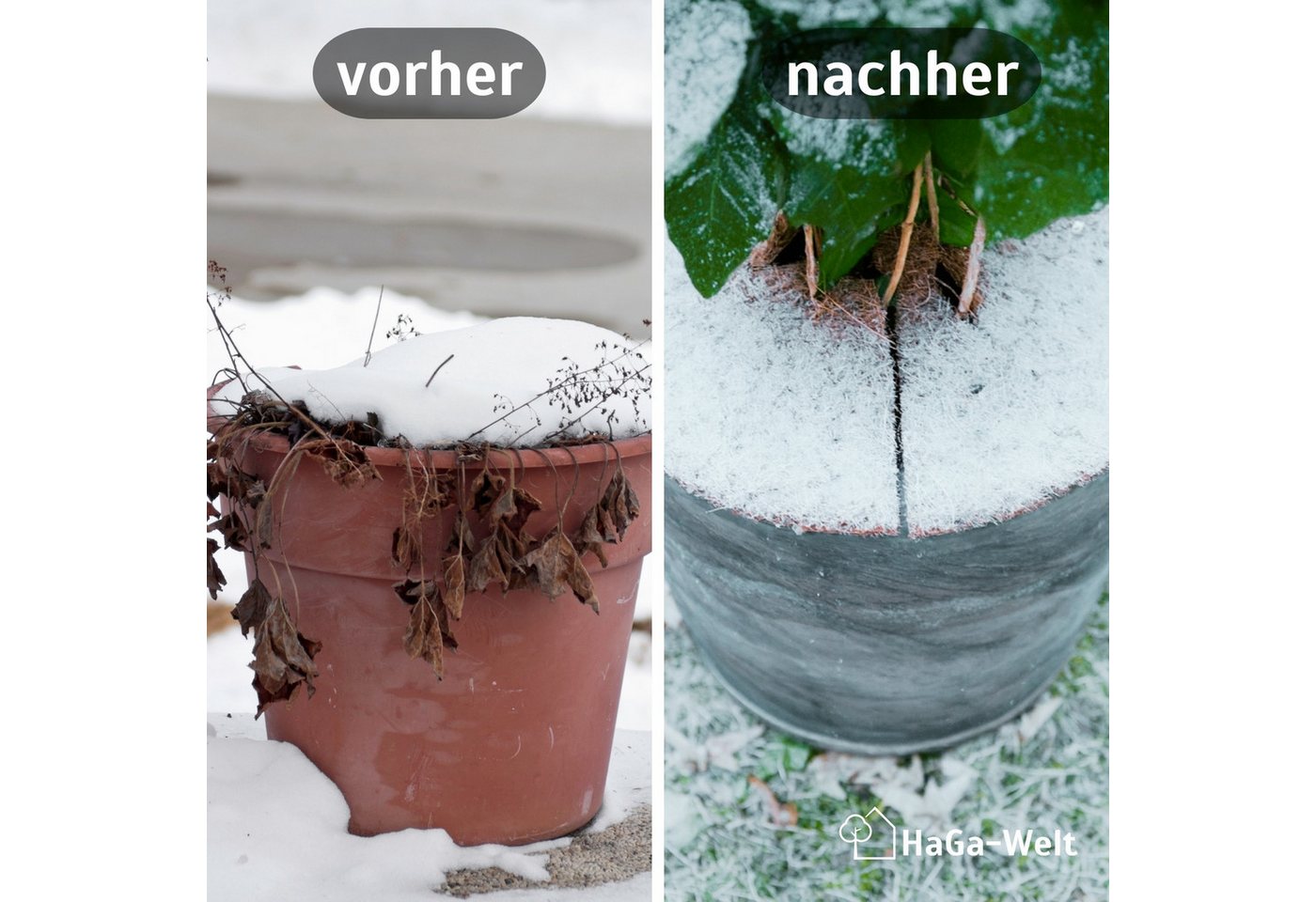HaGa Kokosscheibe Kokosscheibe S Winterschutz Ø 25cm, Kokosscheibe mit Loch, Kübelabdeckung, Winterschutz für Topfpflanzen – Bild 3 von 5
