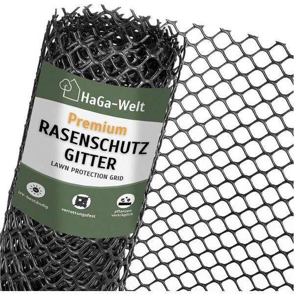 HaGa Profil RASENSCHUTZGITTER in 1,3m Br. (Meterware) (zur Verstärkung von weitläufigen Flächen, insbesondere Park- und), Masche 30mm Hangbefestigung Gartengitt