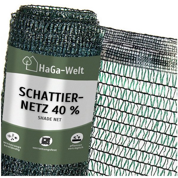 HaGa Schutznetz SCHATTIERNETZ 40% 1m x 5m Sonnenschutznetz, BxL: 1x5 m, (Gewebegewicht ca. 42 g/m², 40 % Schattierwirkung, Hohe), Sichtschutznetz, Abdecknetz, M