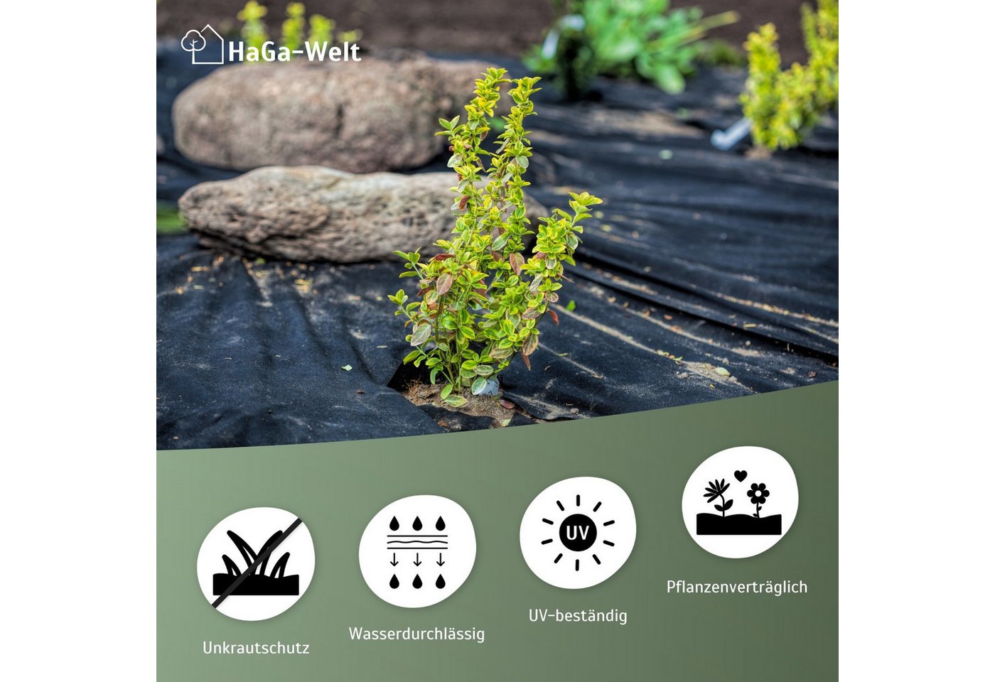 HaGa Unkrautvlies Unkrautvlies 200g/m² Mulchvlies 1m x 10m, Gartenvlies, Kiesunterlage, Mulchvlies – Bild 2 von 5