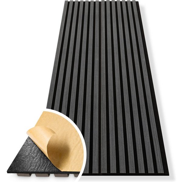 HAGEFOL Wandpaneel Akustikpaneele EasyFix, selbstklebend mit Holzlamellen, 2 Stk./Paket