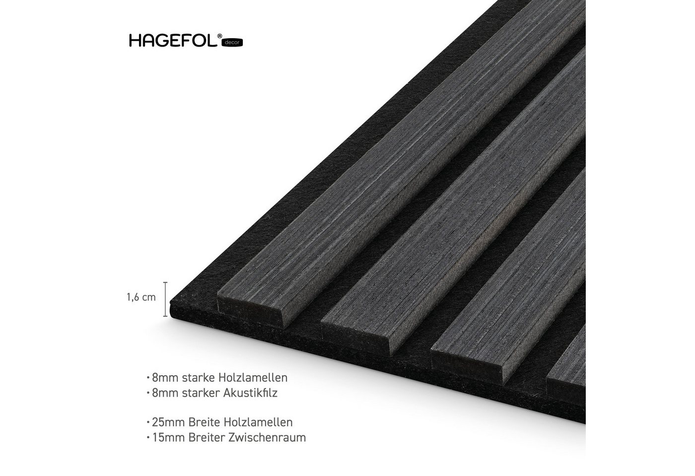HAGEFOL Wandpaneel Akustikpaneele EasyFix, selbstklebend mit Holzlamellen, 2 Stk./Paket – Bild 5 von 5
