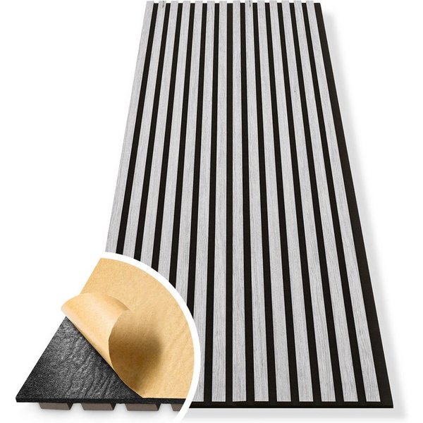 HAGEFOL Wandpaneel Akustikpaneele EasyFix, selbstklebend mit Holzlamellen, 2 Stk./Paket