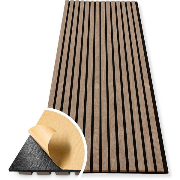HAGEFOL Wandpaneel Akustikpaneele EasyFix, selbstklebend mit Holzlamellen, 2 Stk./Paket