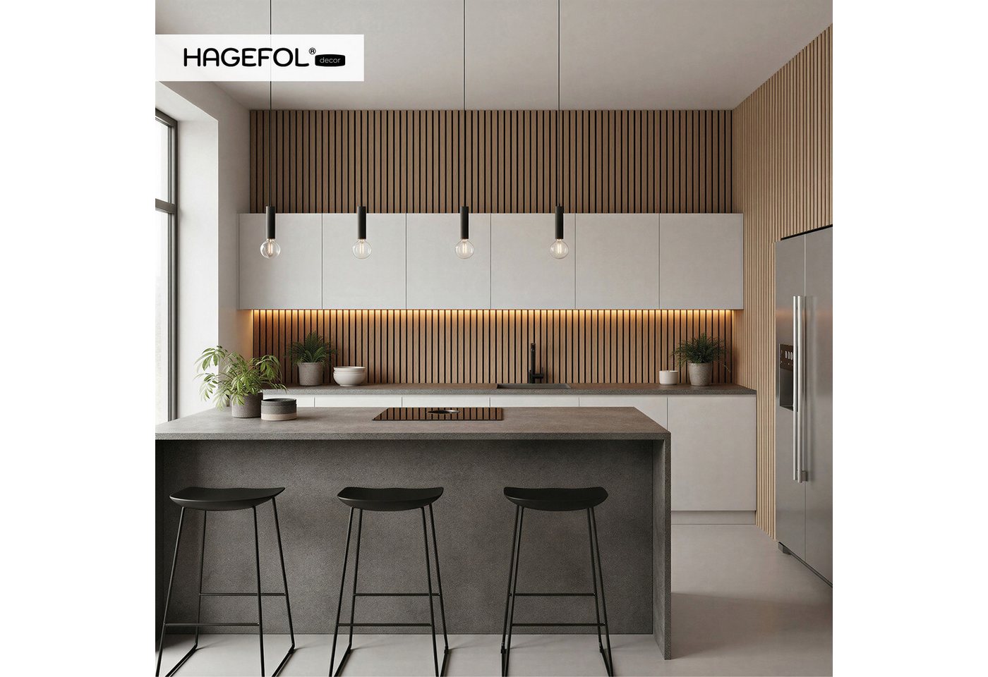 HAGEFOL Wandpaneel Akustikpaneele EasyFix, selbstklebend mit Holzlamellen, 2 Stk./Paket – Bild 2 von 5