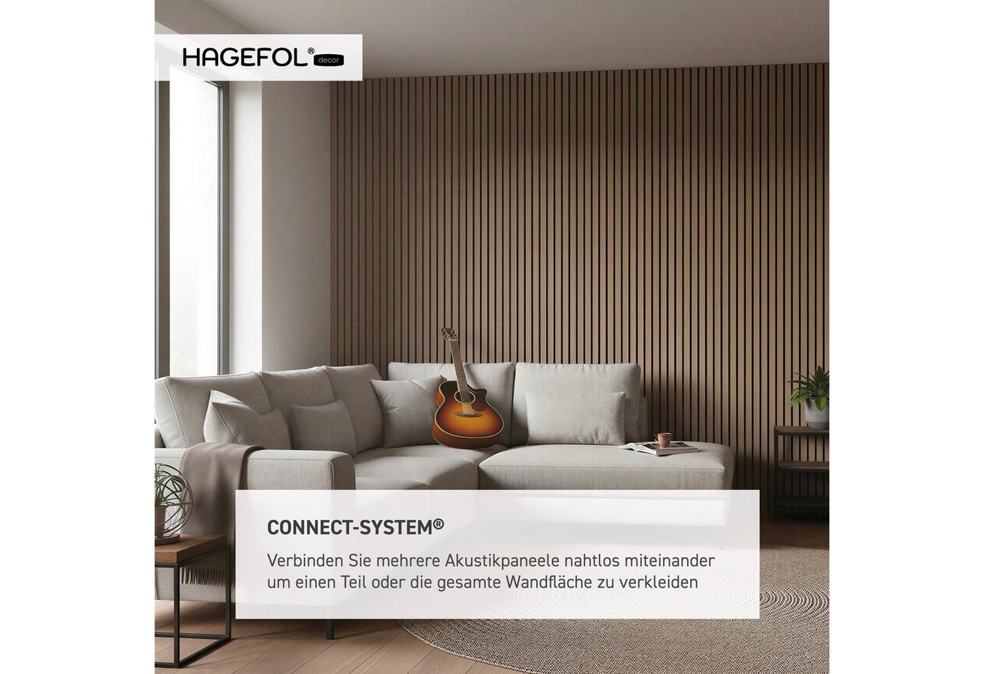 HAGEFOL Wandpaneel Akustikpaneele EasyFix, selbstklebend mit Holzlamellen, 2 Stk./Paket – Bild 4 von 5