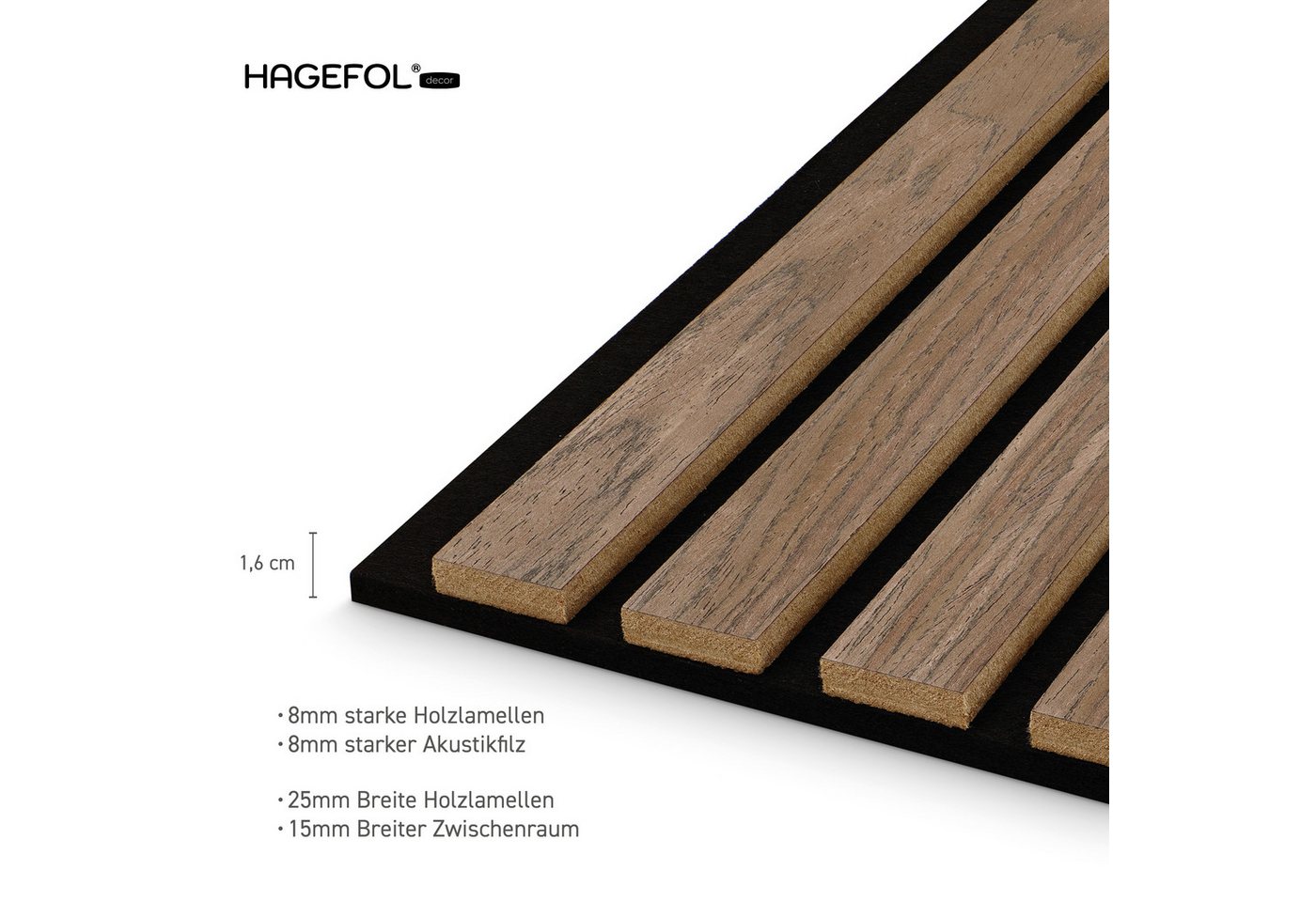 HAGEFOL Wandpaneel Akustikpaneele EasyFix, selbstklebend mit Holzlamellen, 2 Stk./Paket – Bild 5 von 5