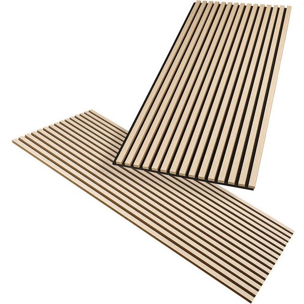 HAGEFOL Wandpaneel Akustikpaneele Holz, 3D Lamellenwand, verschiedene Größen, BxL: 60,00x120,00 cm, 1,44 qm, 3D Optik, Akustische Dämmung