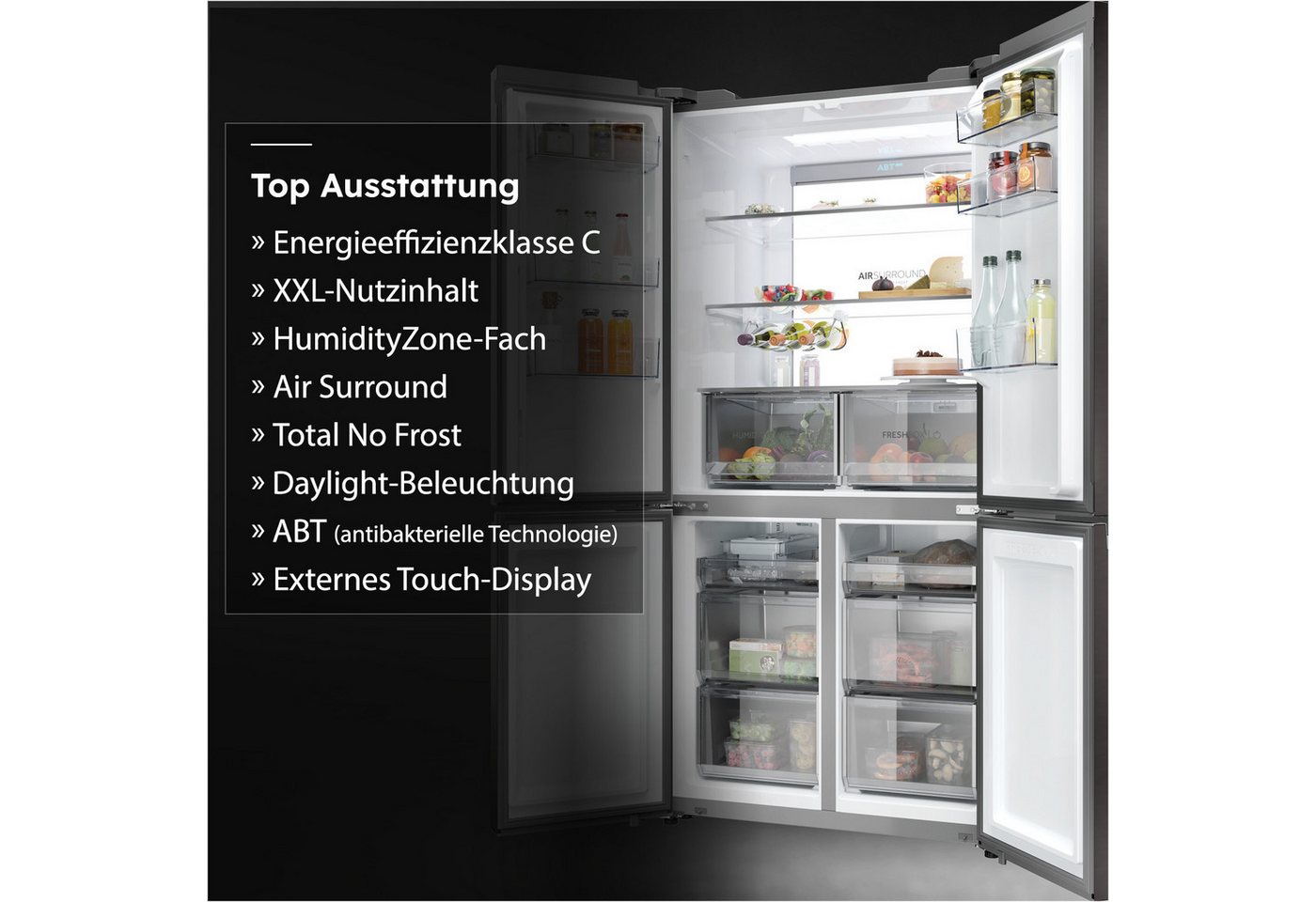 Haier Multi Door Cube 90 HCR79F19CNMD, 190,5 cm hoch, 90,8 cm breit, No-Frost, Humidity Zone, ABT Pro entfernt 99,99% der Bakterien – Bild 3 von 5