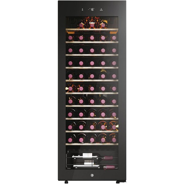 Haier Weinkühlschrank HWS58GGH1, für 58 Standardflaschen á 0,75l,58 Flaschen, Wifi/hOn App, Holzablagen, UV undurchlässig