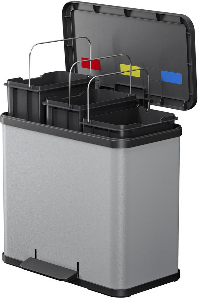 Hailo Abfall-Treteimer "ProfiLine Solid Öko Trio Plus L" 3 x 9 l silber – Bild 4 von 5
