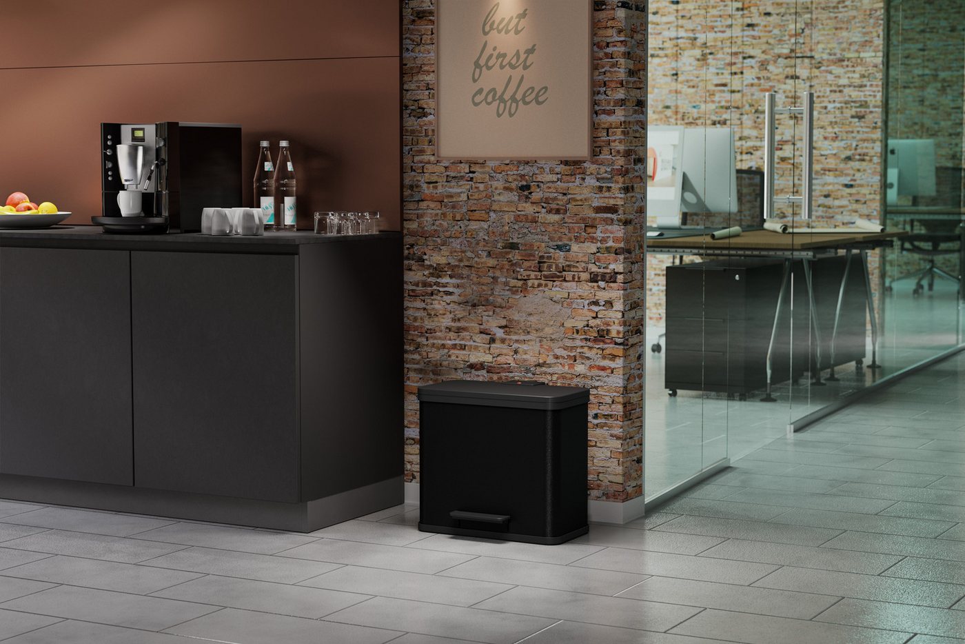 Hailo Abfall-Treteimer "ProfiLine Solid Öko Trio Plus L" 3 x 9 l schwarz – Bild 3 von 5