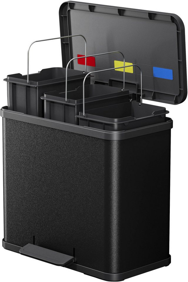 Hailo Abfall-Treteimer "ProfiLine Solid Öko Trio Plus L" 3 x 9 l schwarz – Bild 4 von 5