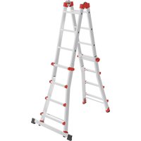 HAILO Alu-Multifunktionsleiter »M80«, höhenverstellbar (4x4 Sprossen, silber/rot)
