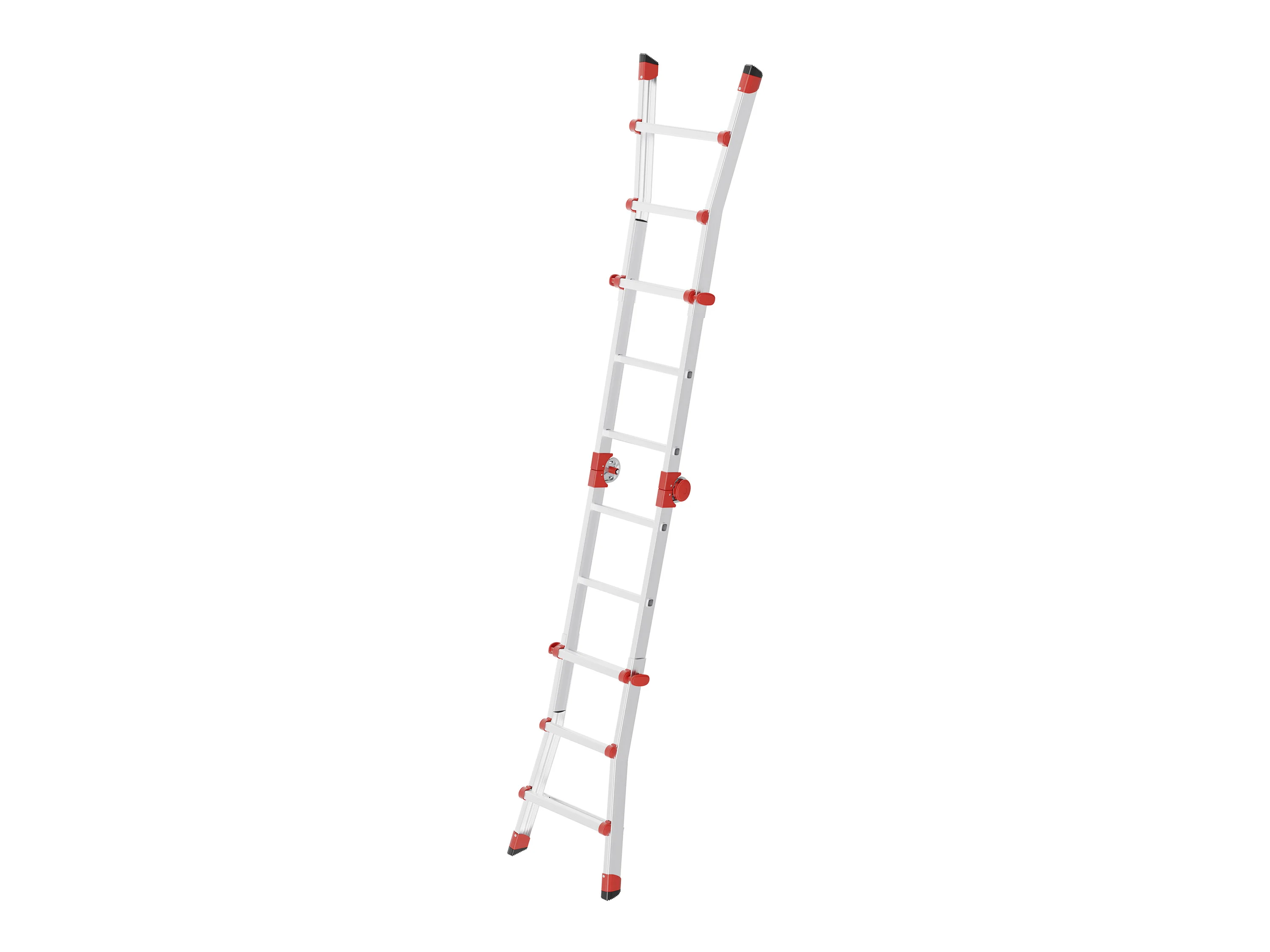 HAILO Alu-Multifunktionsleiter »M80«, höhenverstellbar (4x3 Sprossen, silber/rot) – Bild 3 von 4