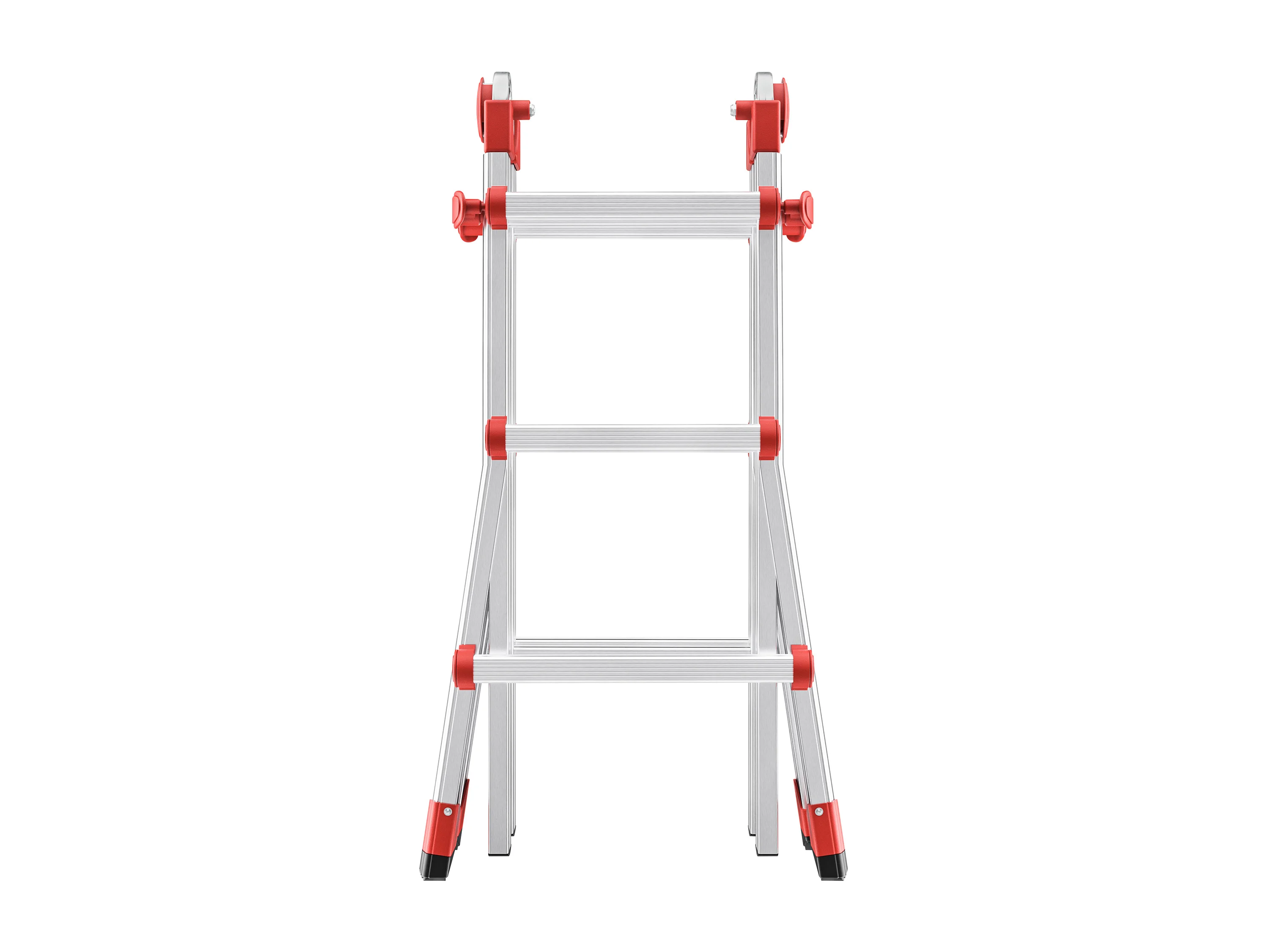 HAILO Alu-Multifunktionsleiter »M80«, höhenverstellbar (4x3 Sprossen, silber/rot) – Bild 4 von 4