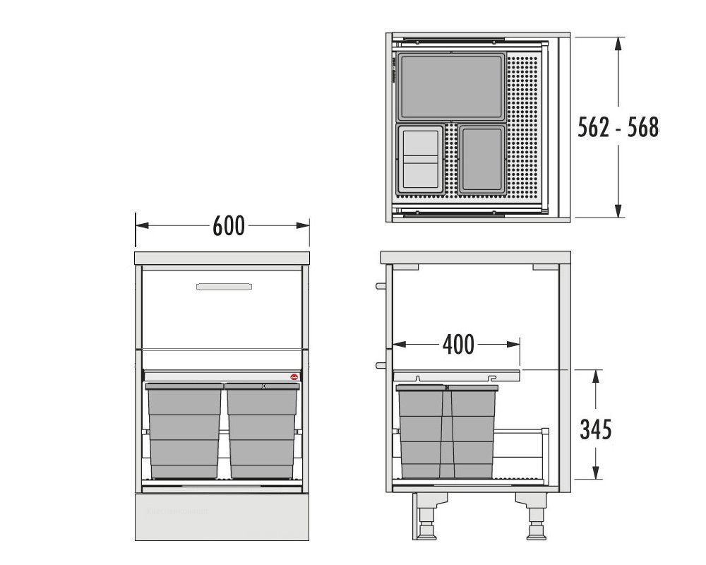 Hailo Einbaumülleimer Abfallsammler Allegro System 295 18/8/8/D – Bild 2 von 5