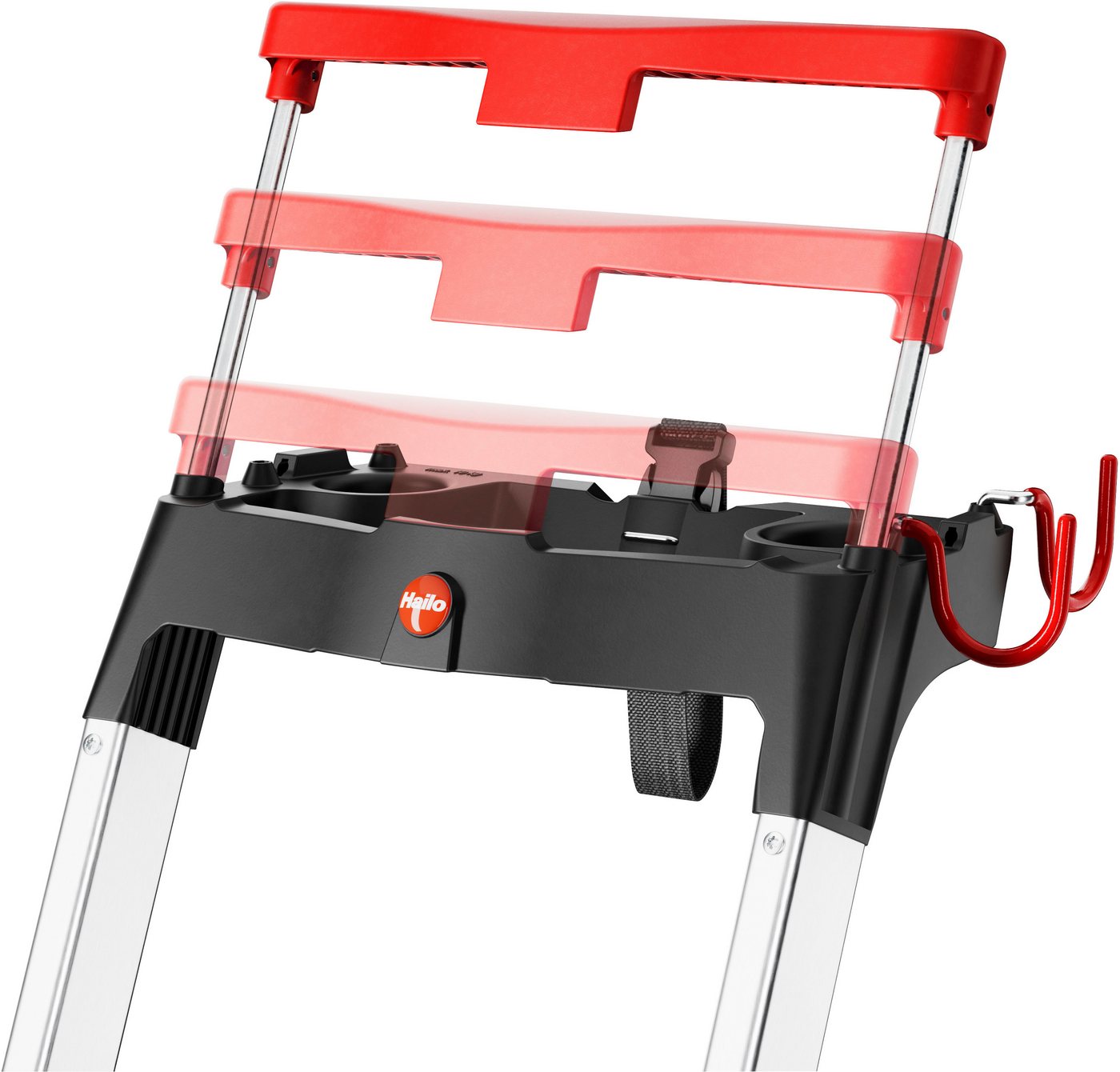 Hailo Stehleiter L100 TopLine, Alu-Sicherheits-Stehleiter 8 Stufen – Bild 3 von 5