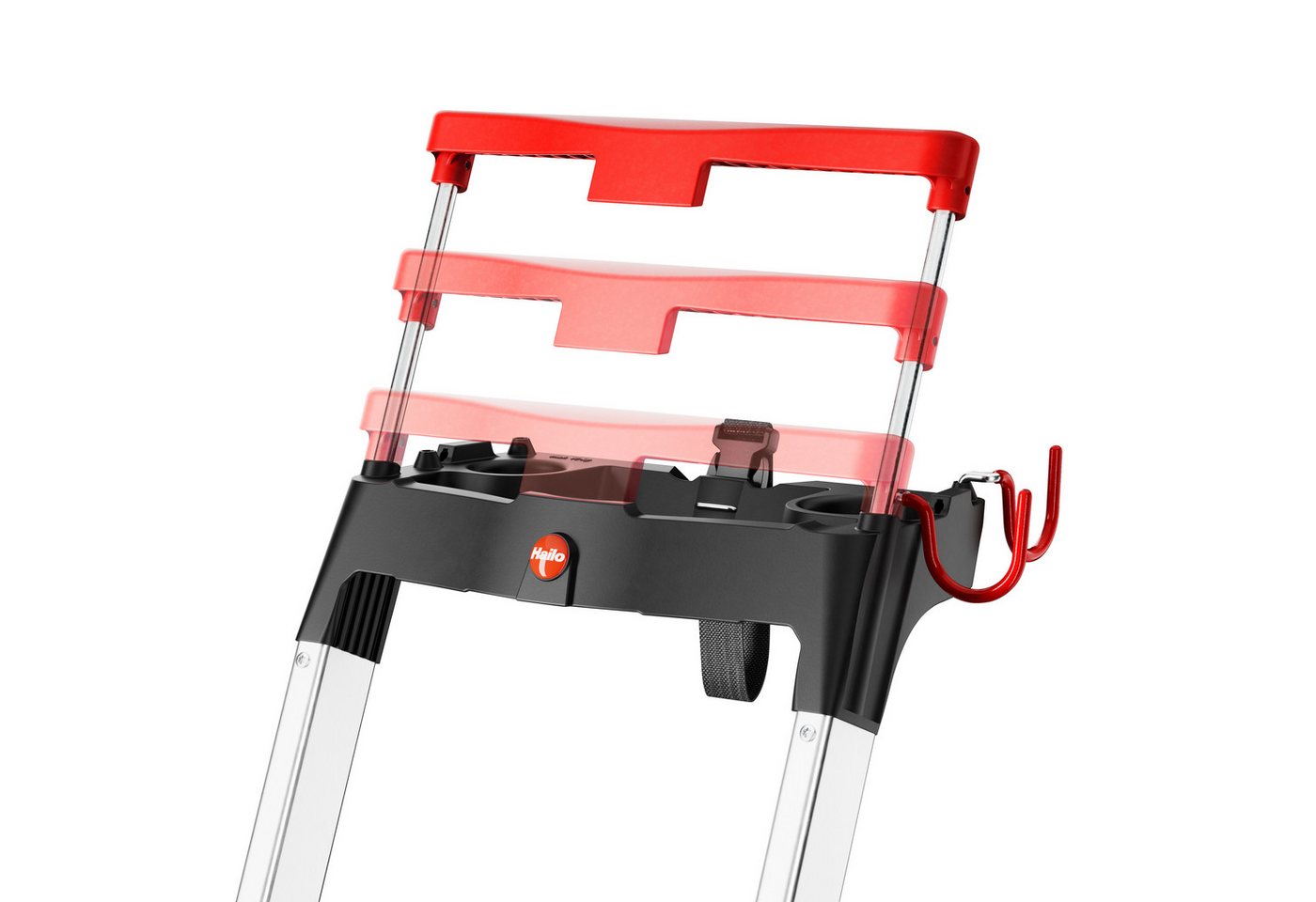 Hailo Stehleiter L100 TopLine, Alu-Sicherheits-Stehleiter 8 Stufen – Bild 4 von 5