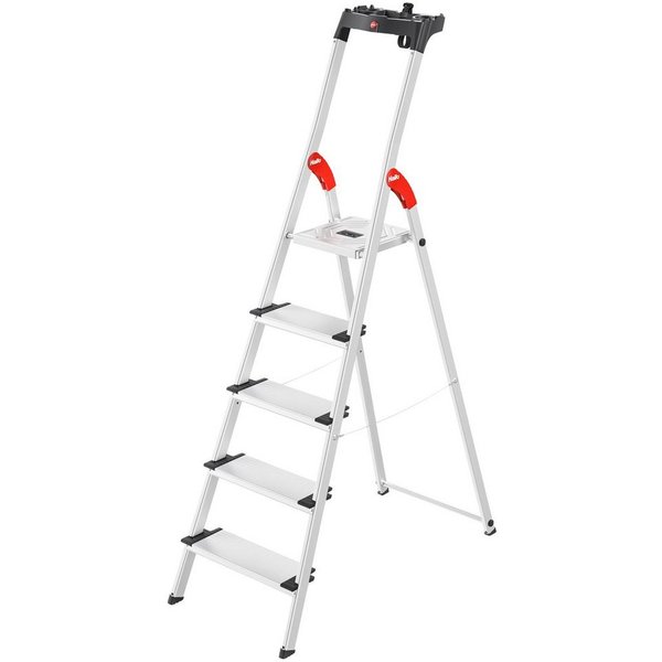 Hailo Stehleiter L80 ComfortLine, Alu-Sicherheits-Stehleiter 5 Stufen