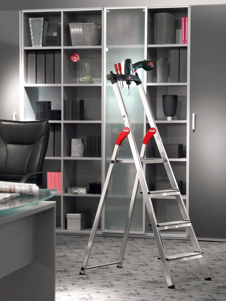 Hailo Stehleiter L80 ComfortLine, Alu-Sicherheits-Stehleiter 5 Stufen – Bild 2 von 5