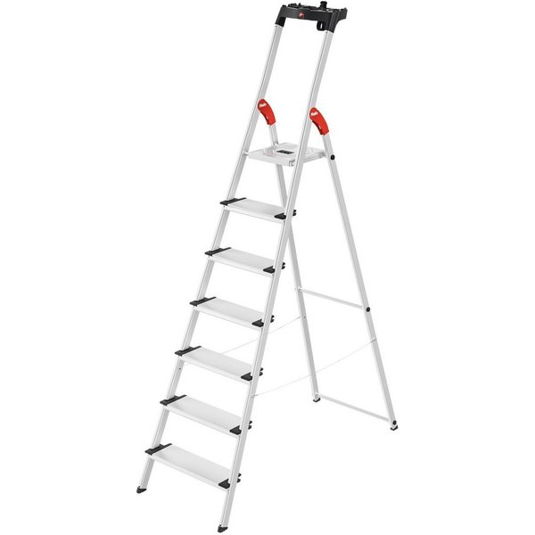 Hailo Stehleiter L80 ComfortLine, Alu-Sicherheits-Stehleiter 7 Stufen