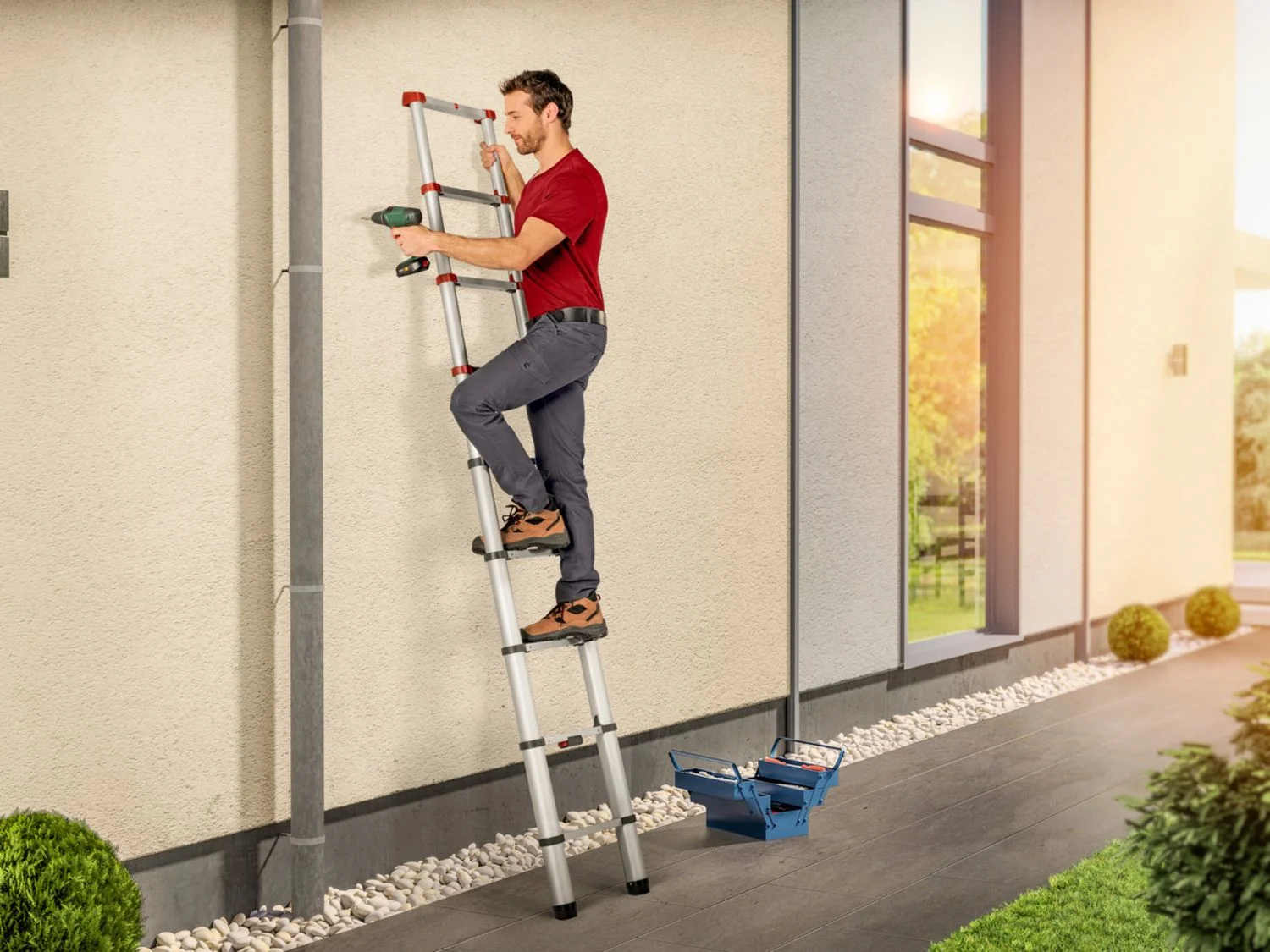 Hailo Teleskopleiter FlexLine, Alu-Sicherheits-Teleskopleiter 9 Sprossen – Bild 4 von 4