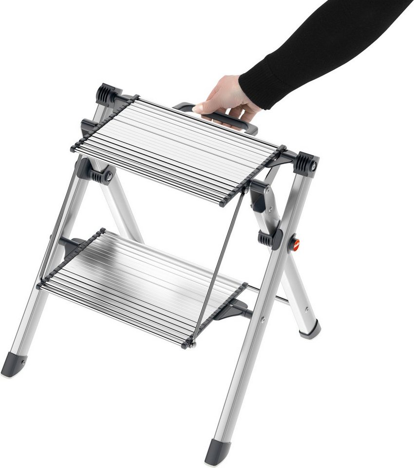 Hailo Trittleiter MK80 ComfortLine, 2-stufig, Aluminium – Bild 5 von 5