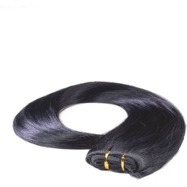 hair2heart Echthaar-Extension Glatte Echthaartresse #2/0 Schwarz 50cm
