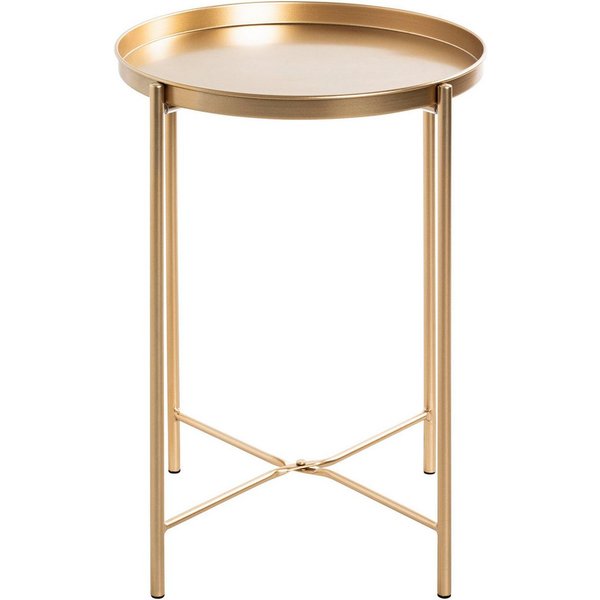 HAKU Beistelltisch Sofatisch, Wohnzimmertisch (1-St), rund - aus Metall Gold - Ø/H 39/50 cm