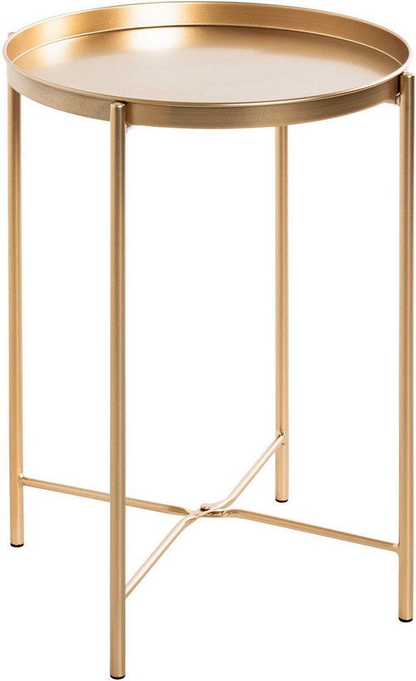 HAKU Beistelltisch Sofatisch, Wohnzimmertisch (1-St), rund - aus Metall Gold - Ø/H 39/50 cm – Bild 3 von 5