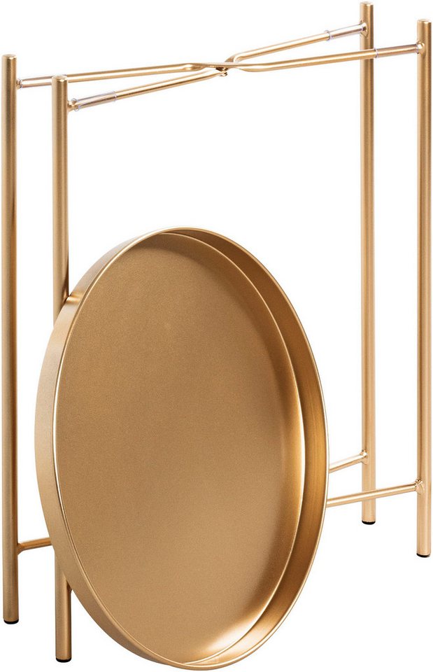 HAKU Beistelltisch Sofatisch, Wohnzimmertisch (1-St), rund - aus Metall Gold - Ø/H 39/50 cm – Bild 4 von 5