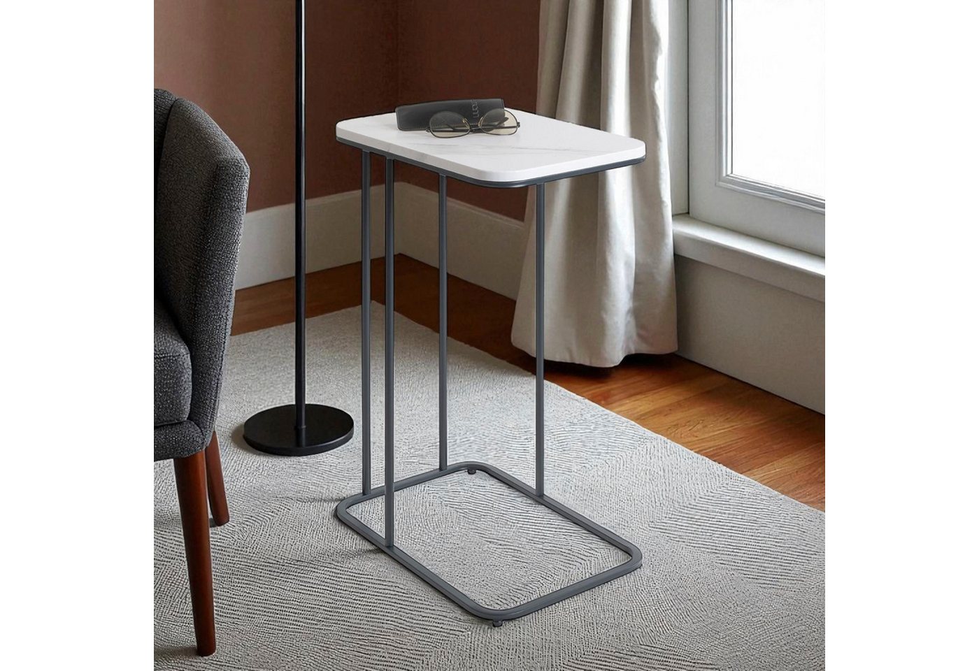 HAKU Beistelltisch Sofatisch, Wohnzimmertisch (1-St), rechteckig - aus Metall Anthrazit B/T/H 45/30/67 cm – Bild 2 von 5
