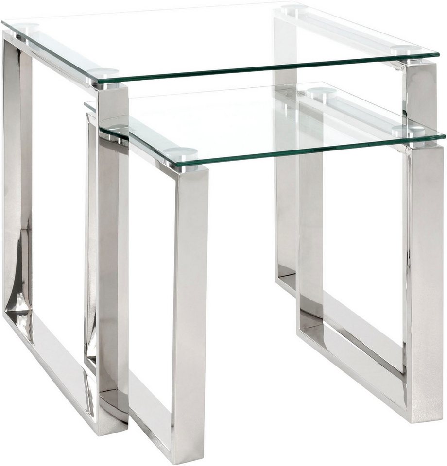 HAKU Beistelltisch Sofatisch, Wohnzimmertisch (1-St), quadratisch - aus Metall Silber B/T/H 42/42/45 cm – Bild 2 von 5