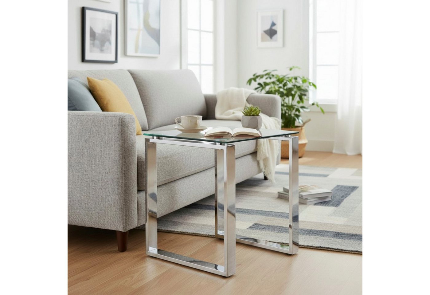 HAKU Beistelltisch Sofatisch, Wohnzimmertisch (1-St), quadratisch - aus Metall Silber B/T/H 42/42/45 cm – Bild 3 von 5