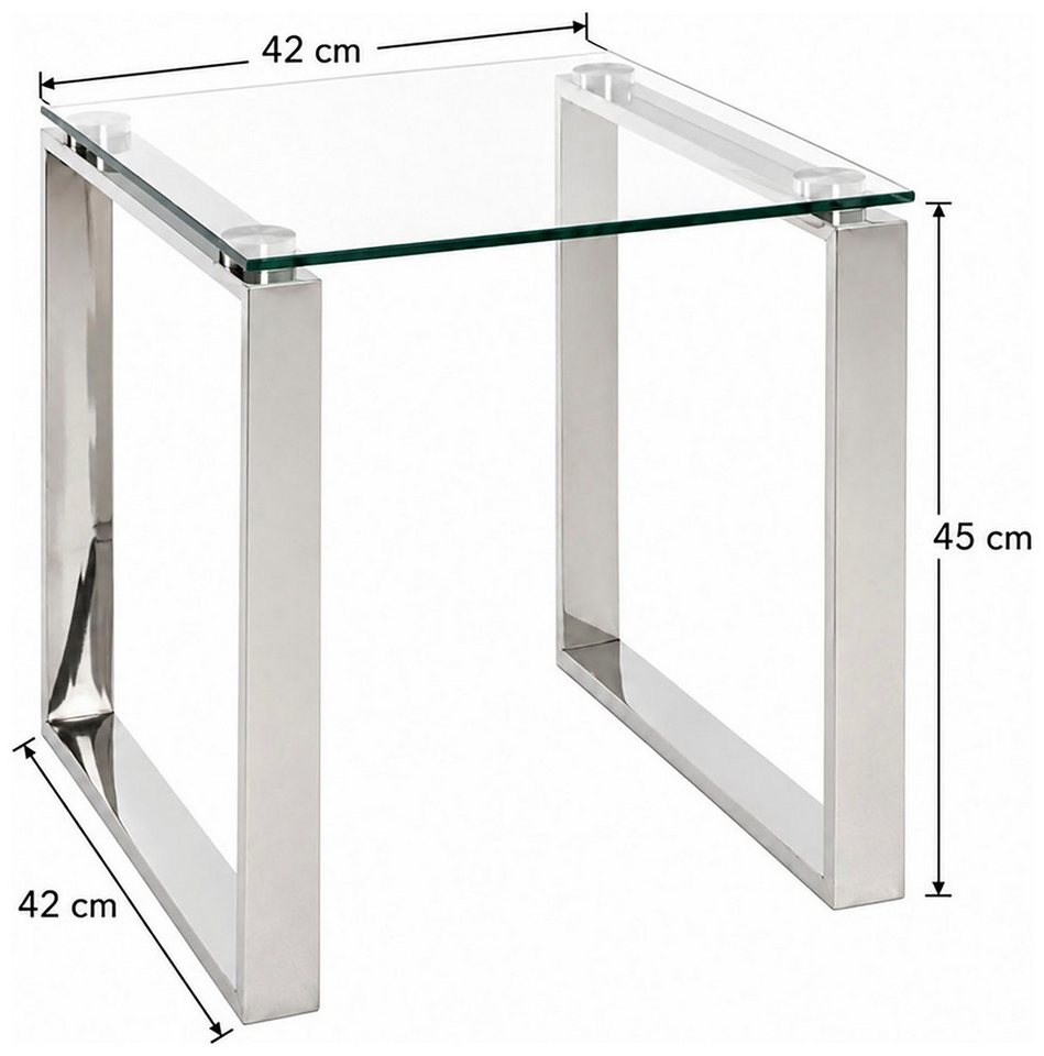 HAKU Beistelltisch Sofatisch, Wohnzimmertisch (1-St), quadratisch - aus Metall Silber B/T/H 42/42/45 cm – Bild 5 von 5