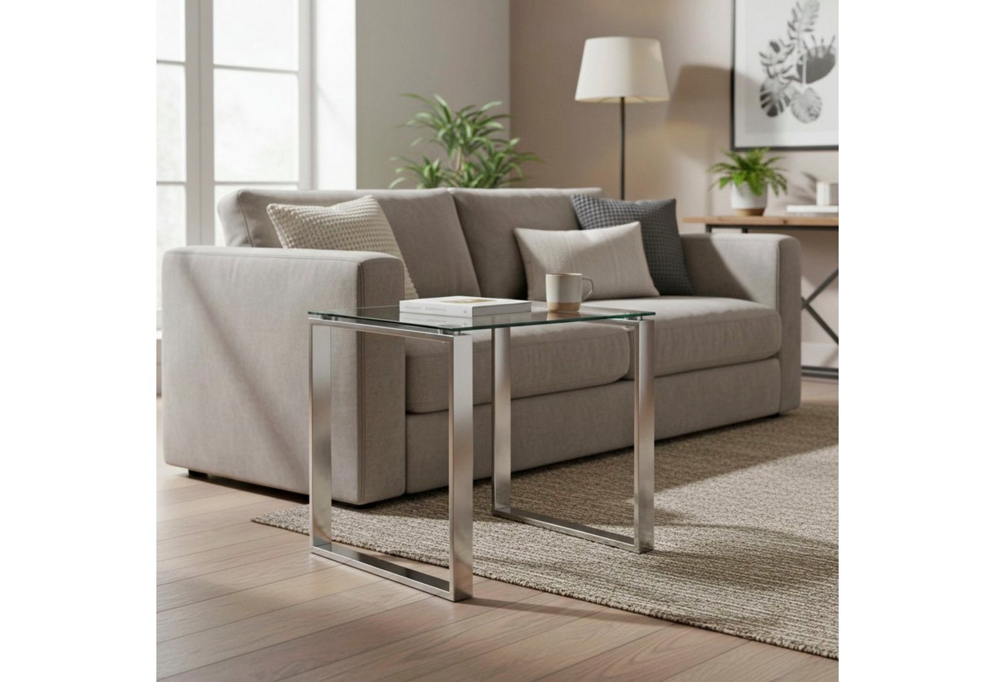 HAKU Beistelltisch Sofatisch, Wohnzimmertisch (1-St), quadratisch - aus Metall Silber B/T/H 55/55/55 cm – Bild 2 von 5