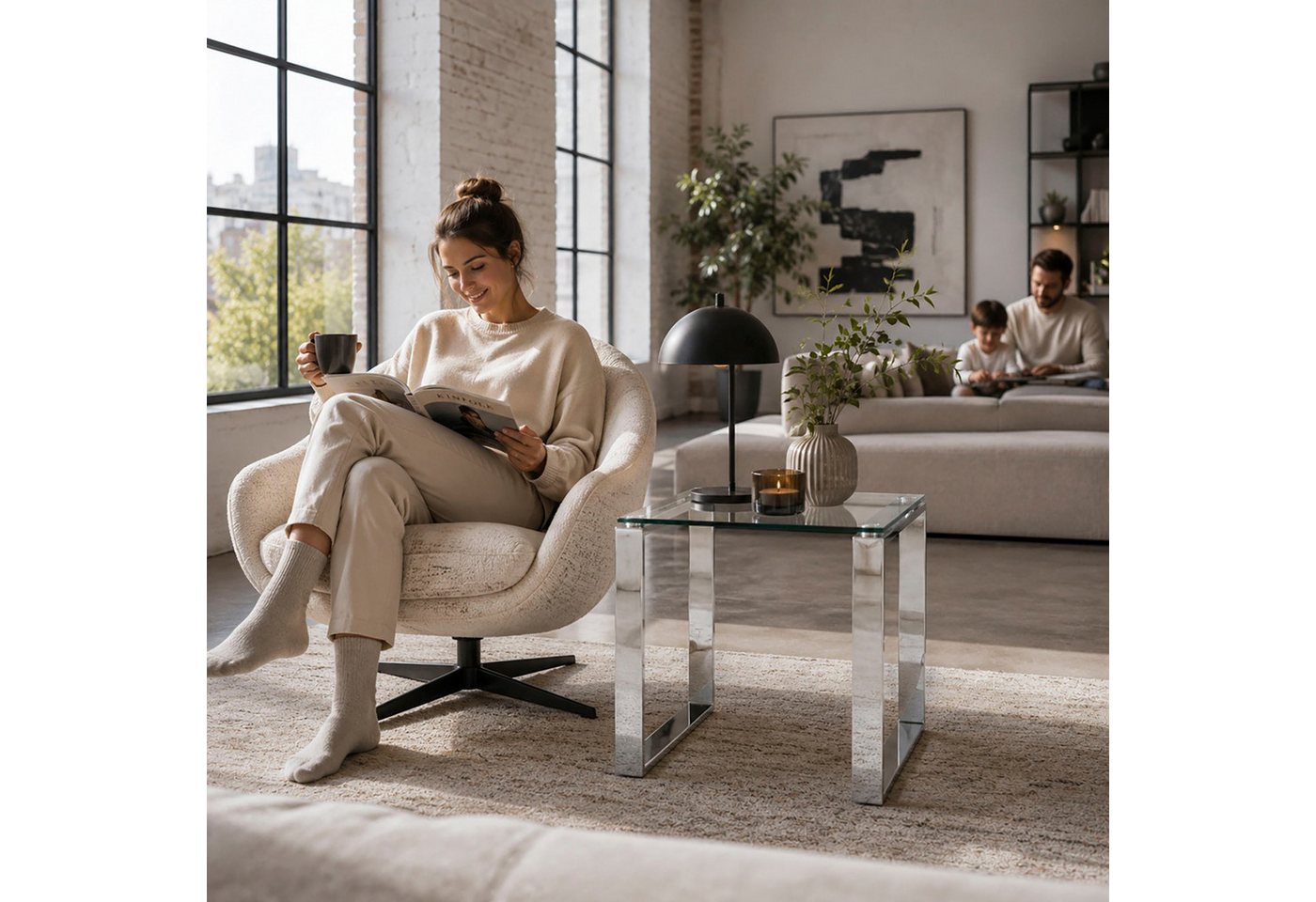HAKU Beistelltisch Sofatisch, Wohnzimmertisch (1-St), quadratisch - aus Metall Silber B/T/H 55/55/55 cm – Bild 3 von 5