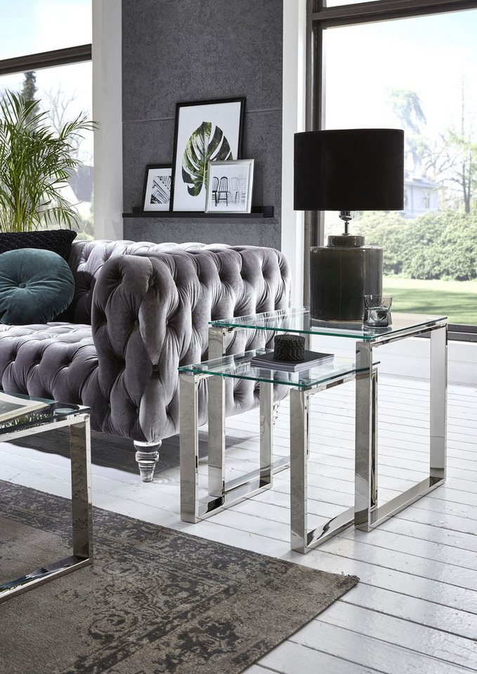 HAKU Beistelltisch Sofatisch, Wohnzimmertisch (1-St), quadratisch - aus Metall Silber B/T/H 55/55/55 cm – Bild 5 von 5
