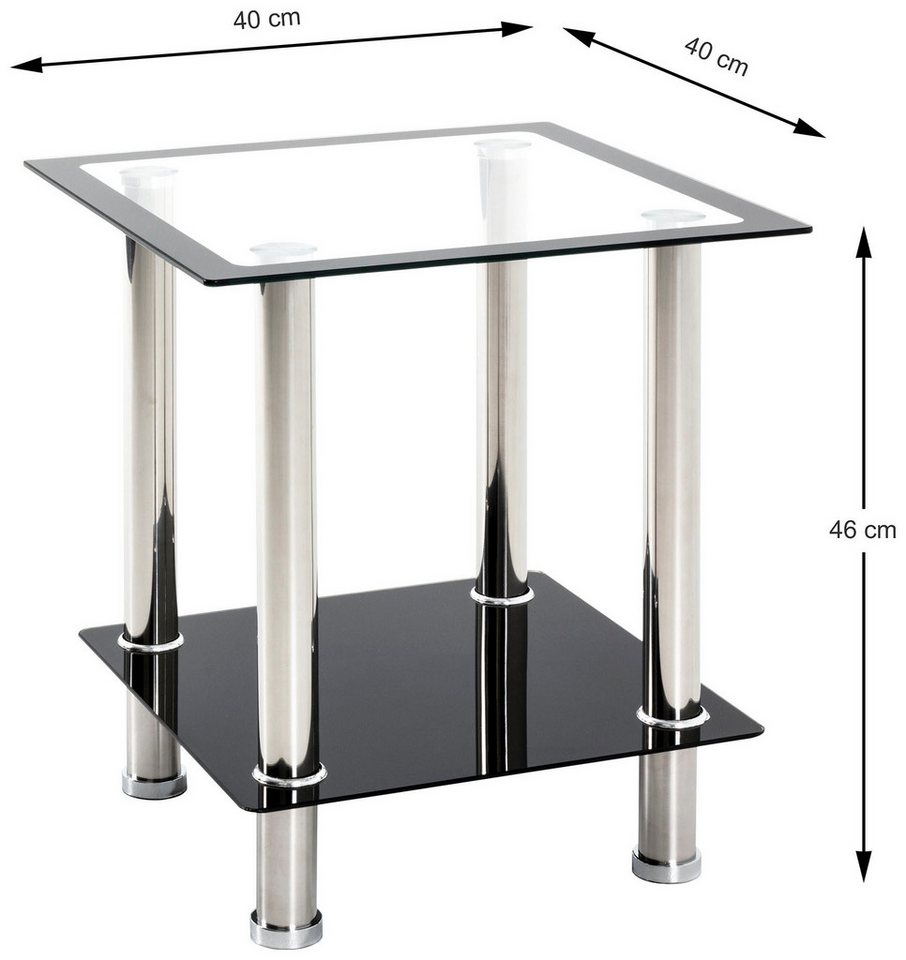 HAKU Beistelltisch Sofatisch, Wohnzimmertisch (1-St), quadratisch - aus Edelstahl Silber B/T/H 40/40/46 cm – Bild 3 von 4