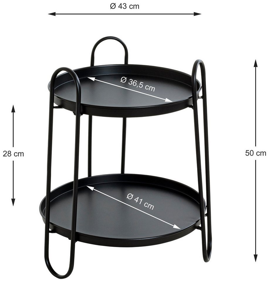 HAKU Beistelltisch Sofatisch, Wohnzimmertisch (1-St), rund - aus Metall Schwarz - Ø/H 43/50 cm – Bild 4 von 5