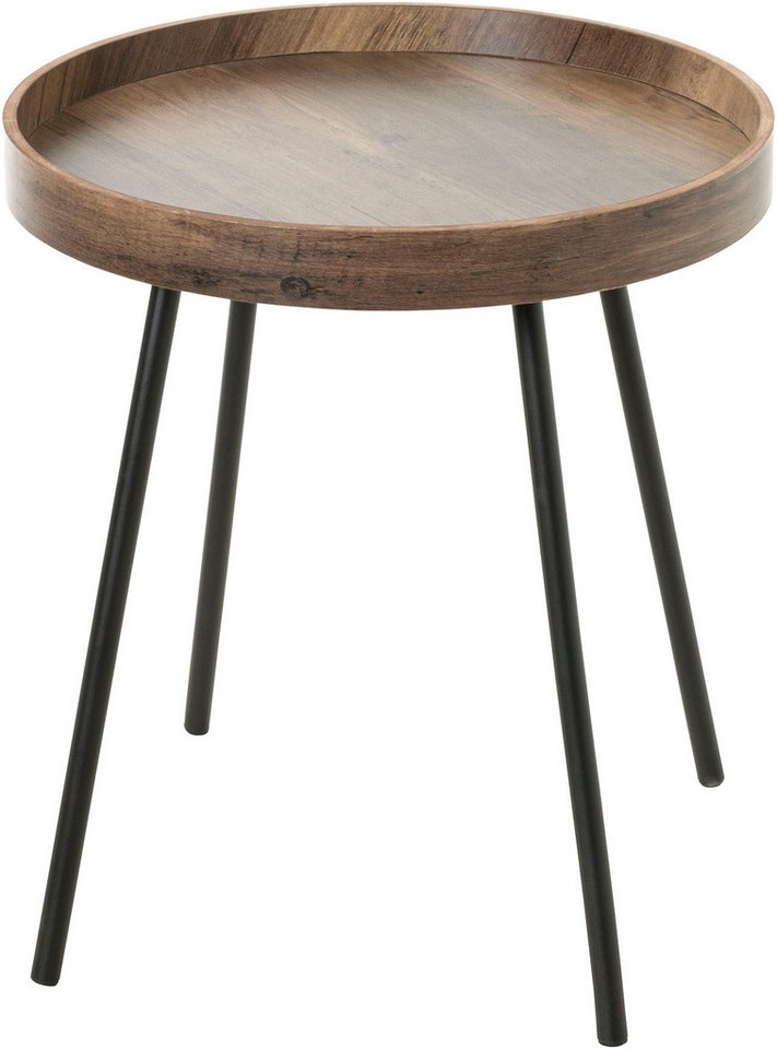 HAKU Beistelltisch Sofatisch, Wohnzimmertisch (1-St), rund - aus MDF Braun - Ø/H 40/45 cm – Bild 4 von 5