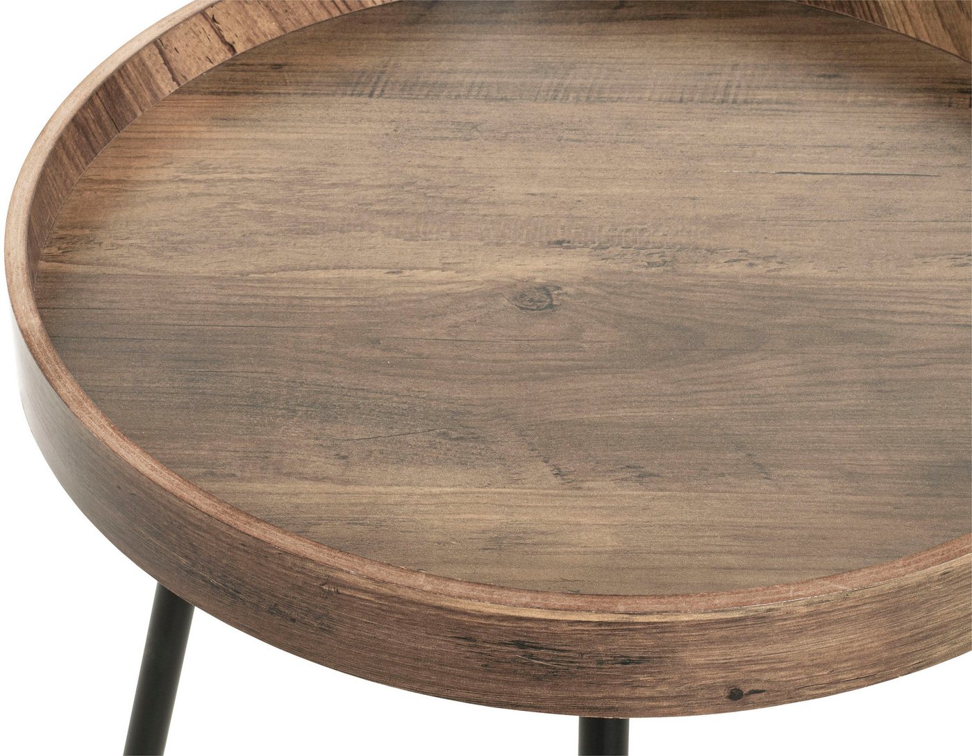 HAKU Beistelltisch Sofatisch, Wohnzimmertisch (1-St), rund - aus MDF Braun - Ø/H 40/45 cm – Bild 5 von 5