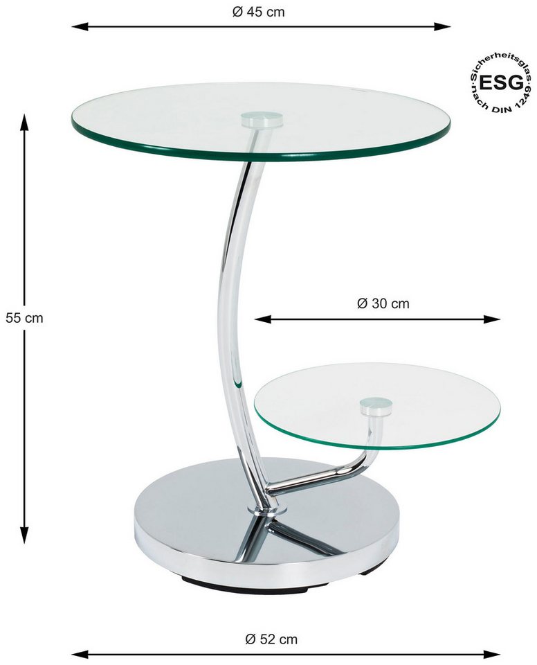 HAKU Beistelltisch Sofatisch, Wohnzimmertisch (1-St), rund - aus Metall Silber - Ø/H 52/55 cm – Bild 3 von 4