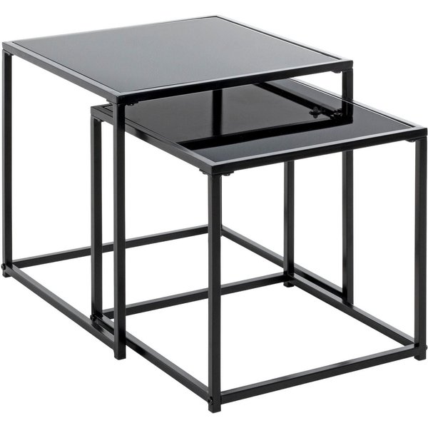 HAKU Beistelltisch Sofatisch, Wohnzimmertisch (Set, 2-St., 2er Set), quadratisch - aus Metall Schwarz B/T/H 35/35/35 und 40/40/40 cm