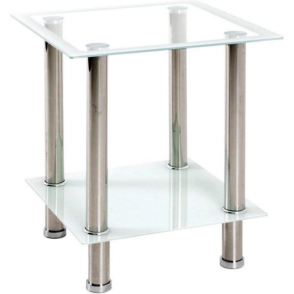 HAKU Beistelltisch Sofatisch, Wohnzimmertisch (1-St), quadratisch - aus Edelstahl Silber B/T/H 40/40/46 cm