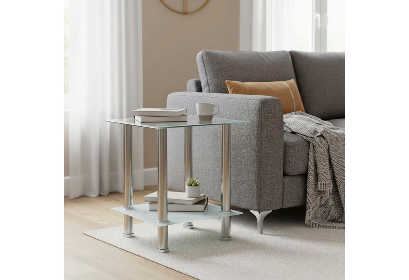 HAKU Beistelltisch Sofatisch, Wohnzimmertisch (1-St), quadratisch - aus Edelstahl Silber B/T/H 40/40/46 cm – Bild 3 von 5